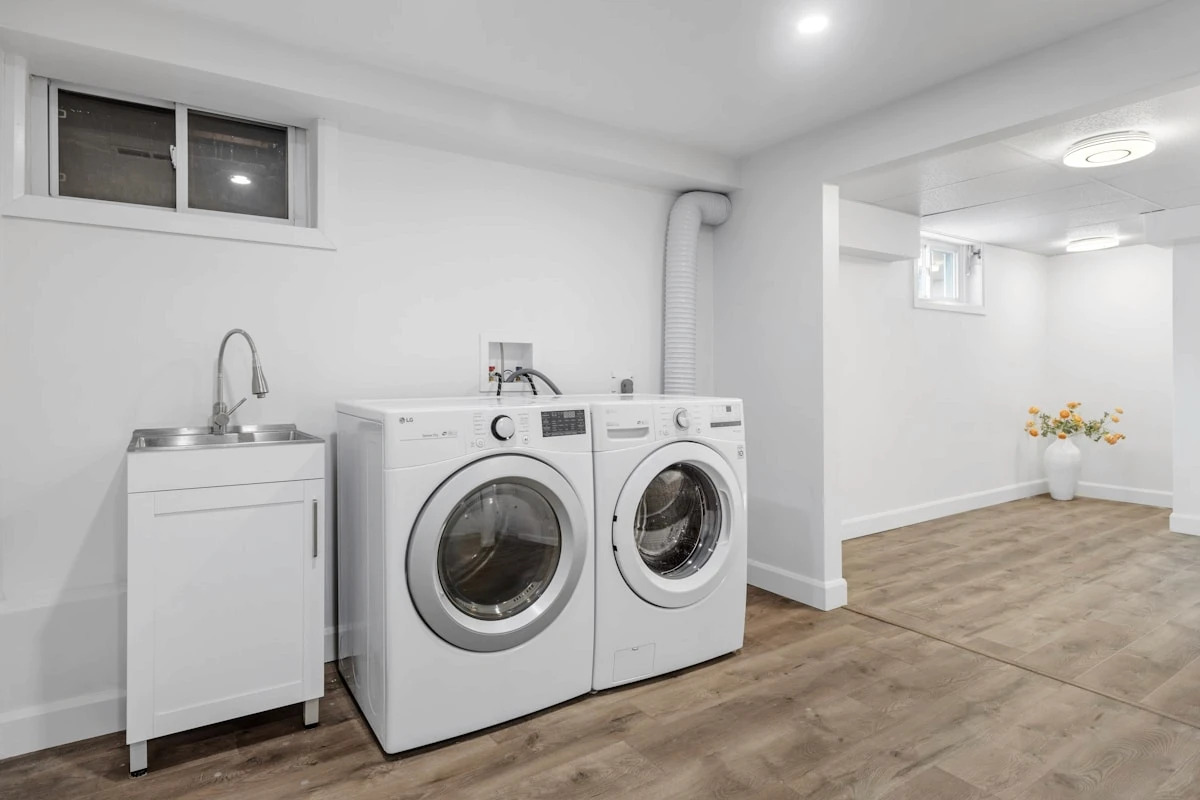 Washer and dryer in a laundry room